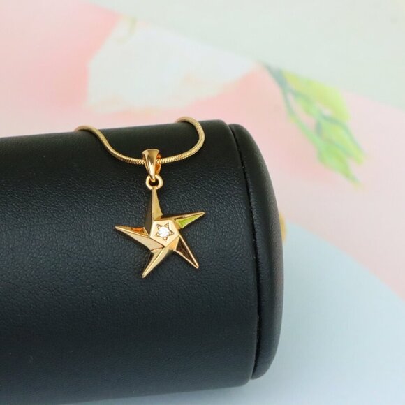 "Shiny Rose Gold Star Pendant with Tiny Crystal Accent Center, XPPT1537 - Picture 3 of 13